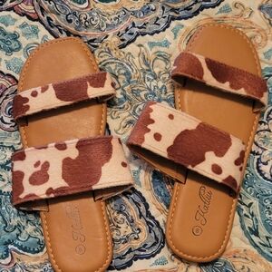 Cow Print Sandals